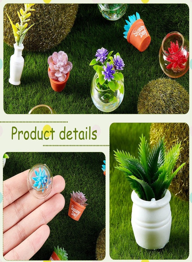 سكايليتي مجموعة سكايليتي المكونة من 14 قطعة من النباتات الاصطناعية المصغرة، أزهار مصغرة لبيوت الدمى، مناسبة للأعمال اليدوية، نباتات وأزهار اصطناعية صغيرة بالجملة لتنسيق الحدائق في بيوت الدمى، زينة بونساي (نمط لطيف). - Image 4